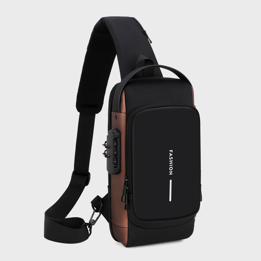 Password Lock Anti-Theft Men's Bag Men's Chest Bag Casual Sports Small Backpack Shoulder Crossbody Bag Motorcycle Bag