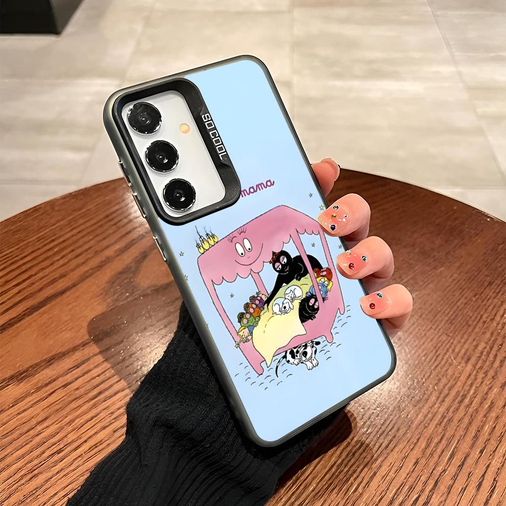 Cute Barbapapa Cartoon Phone Case For Samsung Galaxy S25 S24 S23 S22 S21 S20 Note20 Ultra Plus Fe Colored Silver Cover