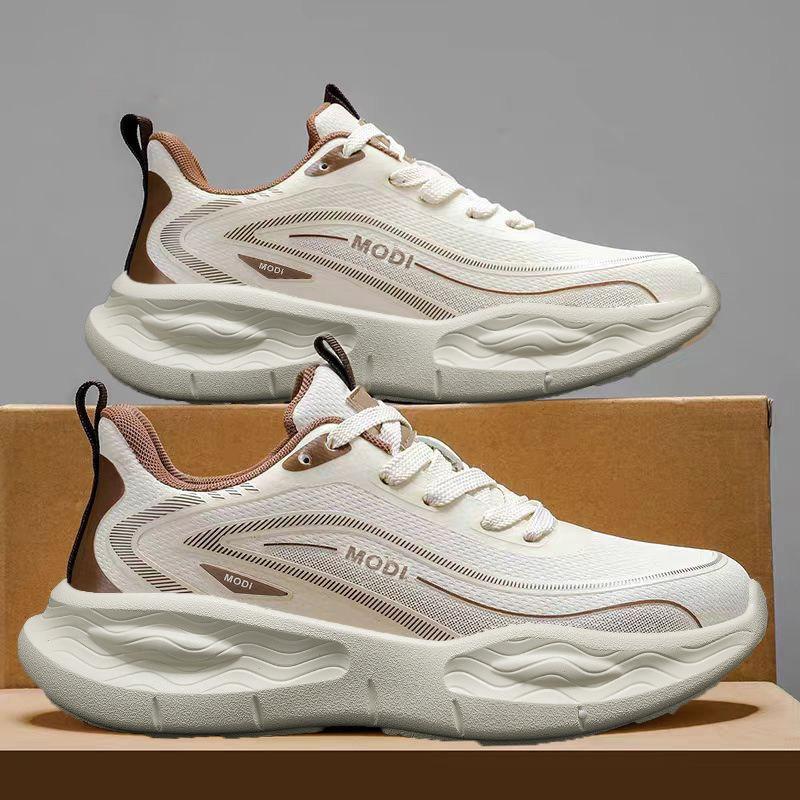Men's Spring Leather Waterproof Ultra-Light Cushioned Soft-Soled Casual Running Sports Shoes.