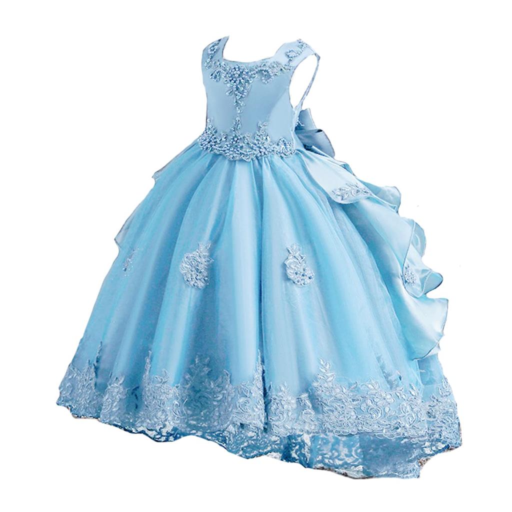 VIISEN Junior Piano Recital Formal Kids Concert Wedding Elegant Embroidered Formal Sizes Size Children's Dress, Dress, Dress, Dress, Dress, Dress,