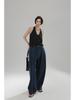 Women's Retro High-Waisted Wide-Leg Jeans - Blue Denim, Floor-Length, Slimming, Versatile, Spring/Autumn Trendy