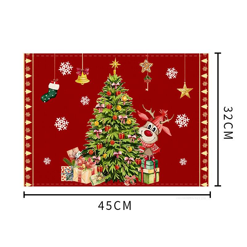 Christmas Cotton and Linen Printed Placemat Snowman Holiday Santa Claus Decor Coffee Cup Pad Mat for 2024 Kitchen Decoration
