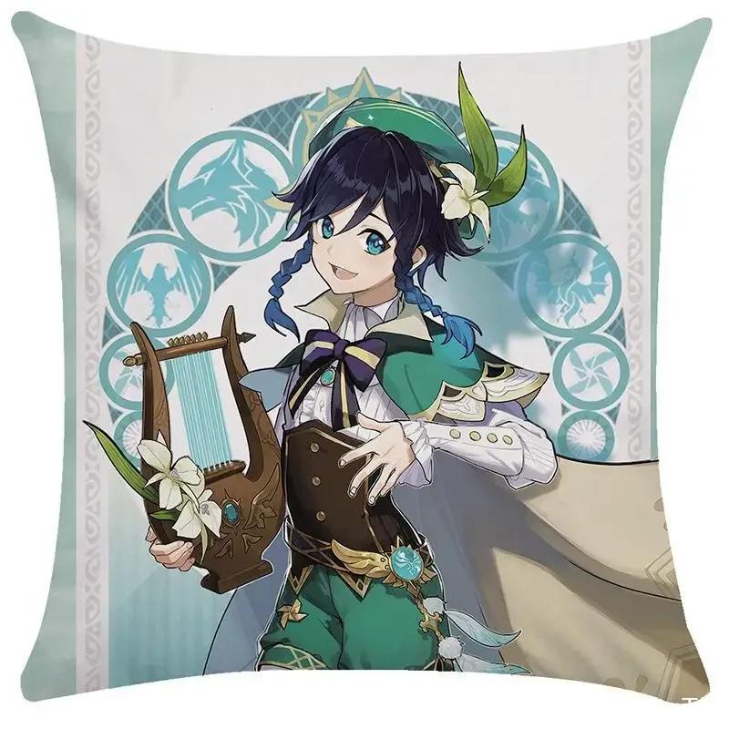40/45/50cm Genshin Pillowcases Dormitory Sofa Bedside Cushion Cover Cartoon Anime Home Decor Throw Pillow Case