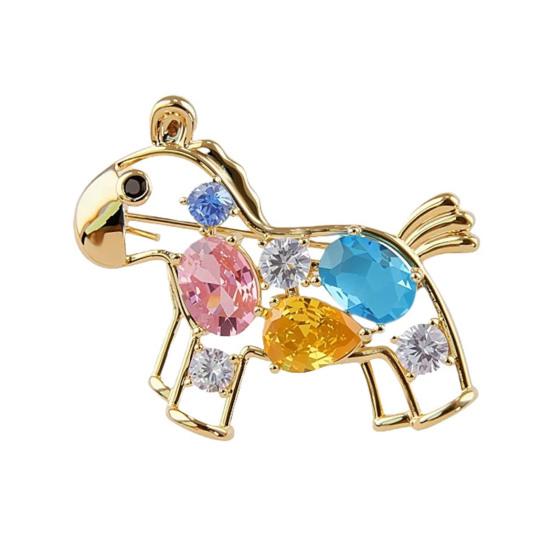 Rhinestone Horse Brooch Sweater Cardigan Coat Business Suit Zodiac Animal Lapel Pin Men Women Fashion Jewelry Clothing Accessories
