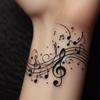 Tattoo Sticker High Sense Dark Personality Niche Music Note Wrist Collarbone Tattoo Sticker