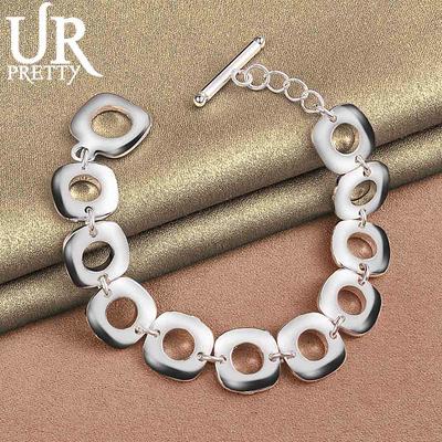 Plata de Ley 925 Cadena Cuadrada Clásica Moda Joyería de Boda