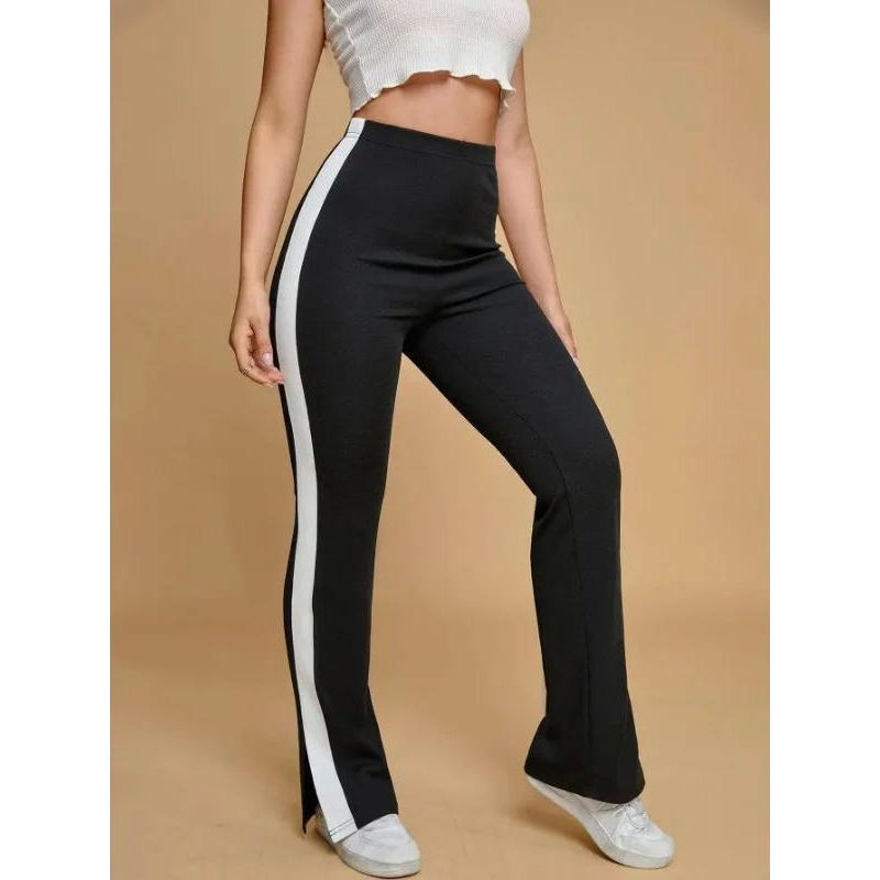 High-waisted, Slim-Fit, Wide-Leg Pants High Waist Slim-Fit Contrast Colors Wide-Leg Pants