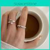 Elegant Korean Style Minimalist Geometric Pearl Ring For Women Adjustable Fashion Accessory