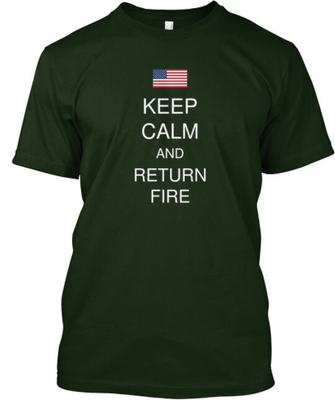 KEEP CALM AND RETURN FIRE T-Shirt Hergestellt in den USA Größe S bis 5XL