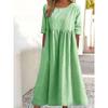 Women's Retro Cotton Linen Linen Patchwork Pleated Mid Sleeve Dress