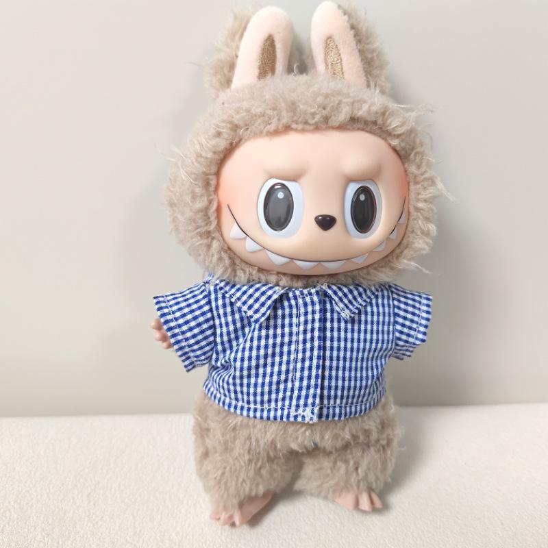 Labubu Pendant Clothing Set for First & Second Generation: Includes Striped Shirt, Pants, & Bag Replacement for Labubu Doll