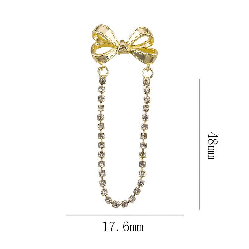 Luxury Butterfly Tassel Chain Nail Art Ornaments - Super Shiny Bow Pendant Decorations золотой