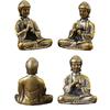 Pack of 10pcs Small Brass Ornaments Shakyamuni Statue Sitting Buddhas Sculpture Eastern Culture Inspired Decorations