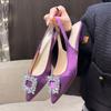 Women Slip-on High Heels Shoes Sexy Pointed Toe Office Shoes Thin Heels Soft Women's Pumps Bow-knot Green High Quality Shoes