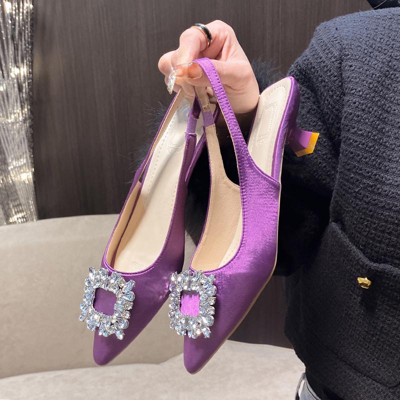 Fashion Women Slip-on High Heels Shoes Sexy Pointed Toe Office Shoes Thin Heels Soft Women's Pumps Bow-knot Green High Quality Shoes