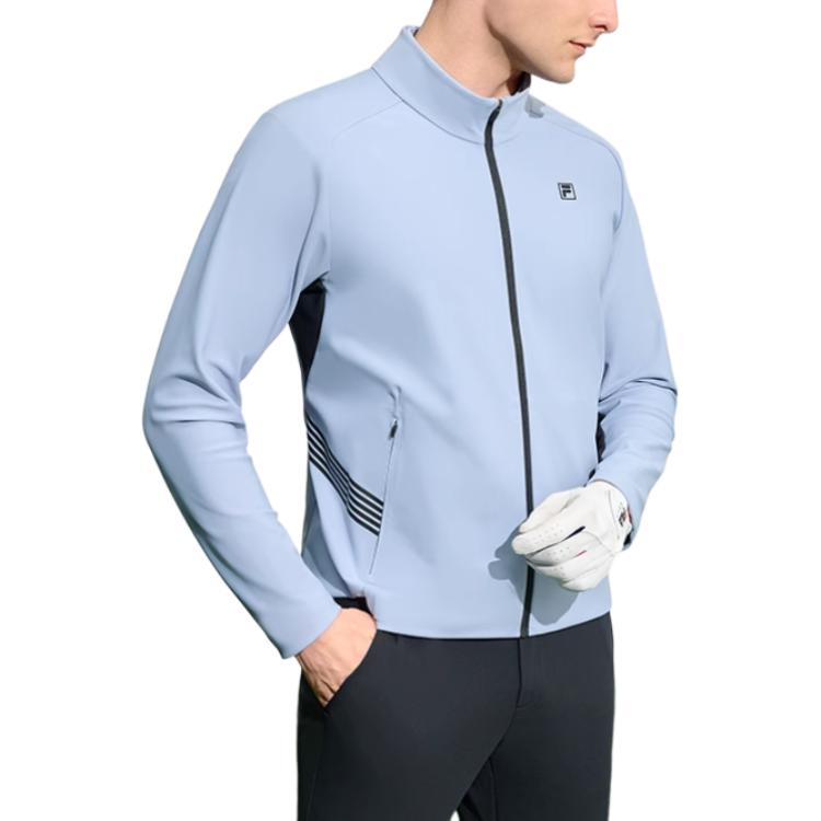 FILA Golf Series Fashion Stand Collar Soft Jacket Men Jackets Two-Meetings-Blue A11M315514F