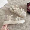 Fashion Sandals for Women Pearl Diamond Korea Sandal Luxury Summer Asian Size Woman Shoes Vintage Comfortable and Elegant 2025 Footwear