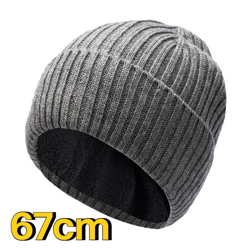 60-67Cm Men Keep Warm Winter Big Size Beanies Wool Blended Knitted Hats Thickened Toand Large Size Cold Skullies Ski Golf Cap