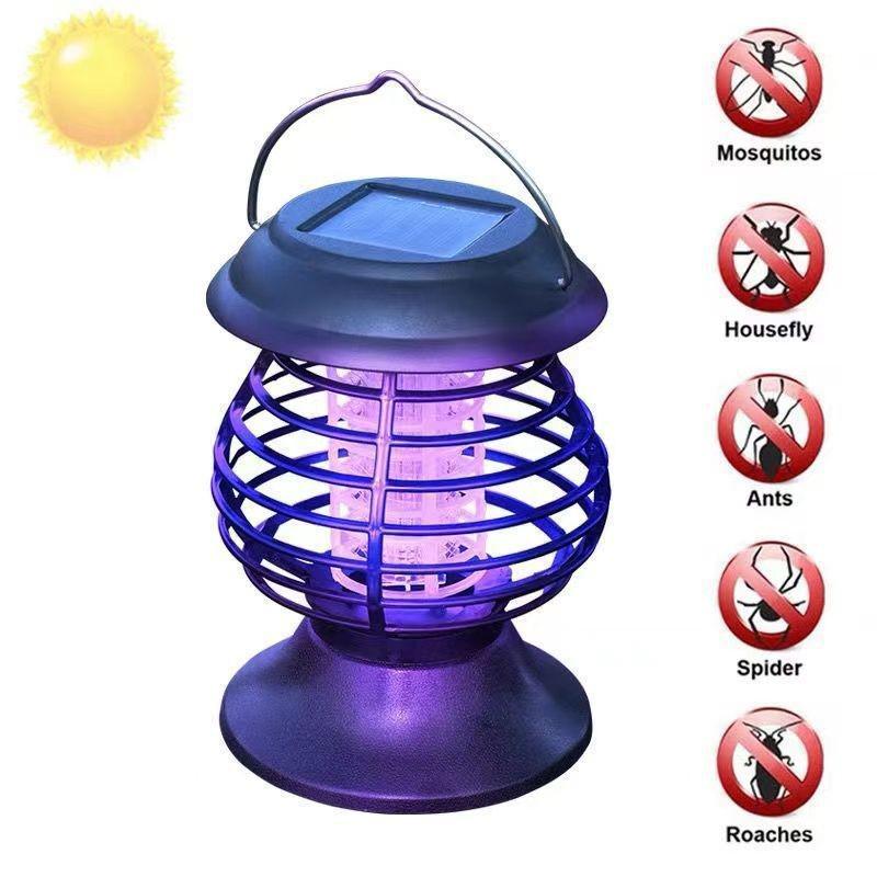 Outdoor Solar Mosquito Killer LED Lamp with Electric Shock - Insect Trap & Repellent for Home, Farm, or Courtyard.