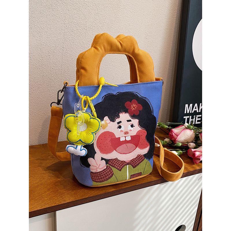 

Bag Female Ugly Cute Illustration Graffiti Cartoon Canvas Bag Pink without pendant