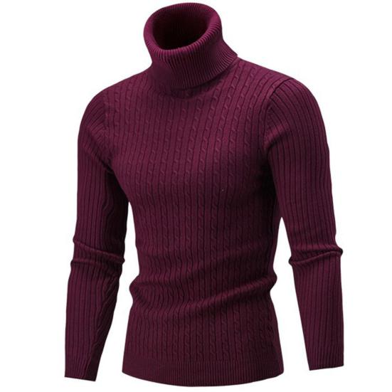 Sweater Solid Color Comfortable Acrylic Elastic Men Knitted Sweater for Daily Life