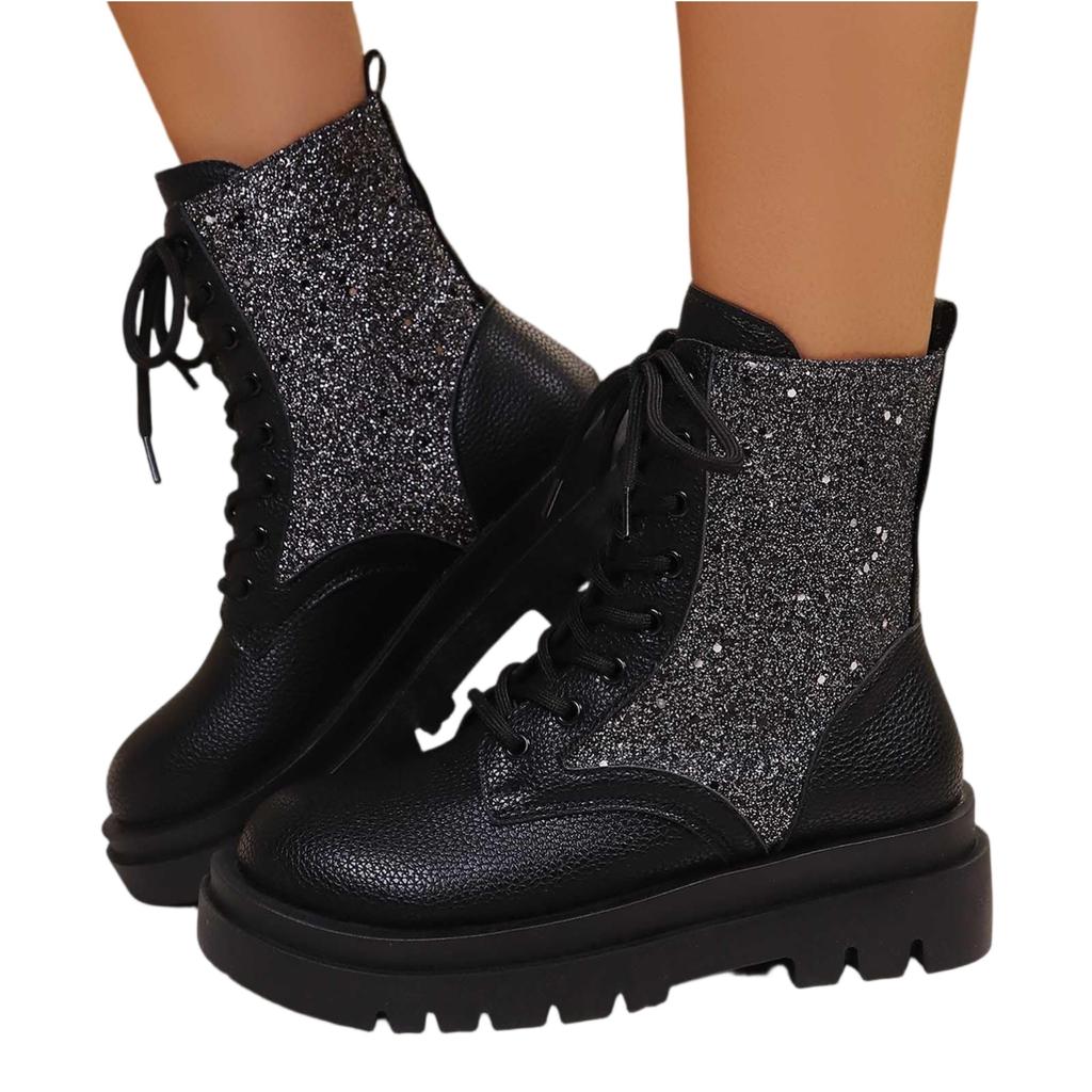 Ladies' Fashionable Color Low Heel Leather Face Round Toe Mid Top Boots