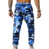 Men Sweatpants Camouflage Drawstring Elastic Waist Multi Pockets Streetwear Loose Ankle Tied Cargo Pants for Training Running Fitness