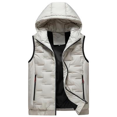 Autumn and Winter Men's Down Cotton Vest Hat Young Men's Warm Vest Thickened Coat