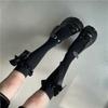 Black Streamer Half-length Stockings Women's Thin Summer Cute Medium Tube Calf Socks Lolita Bow Jk Long Socks