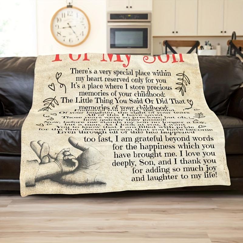 My Son Gratitude Flannel Blanket Soft Heartfelt Message Print All Season Cozy Comfort for Family Emotional Gift