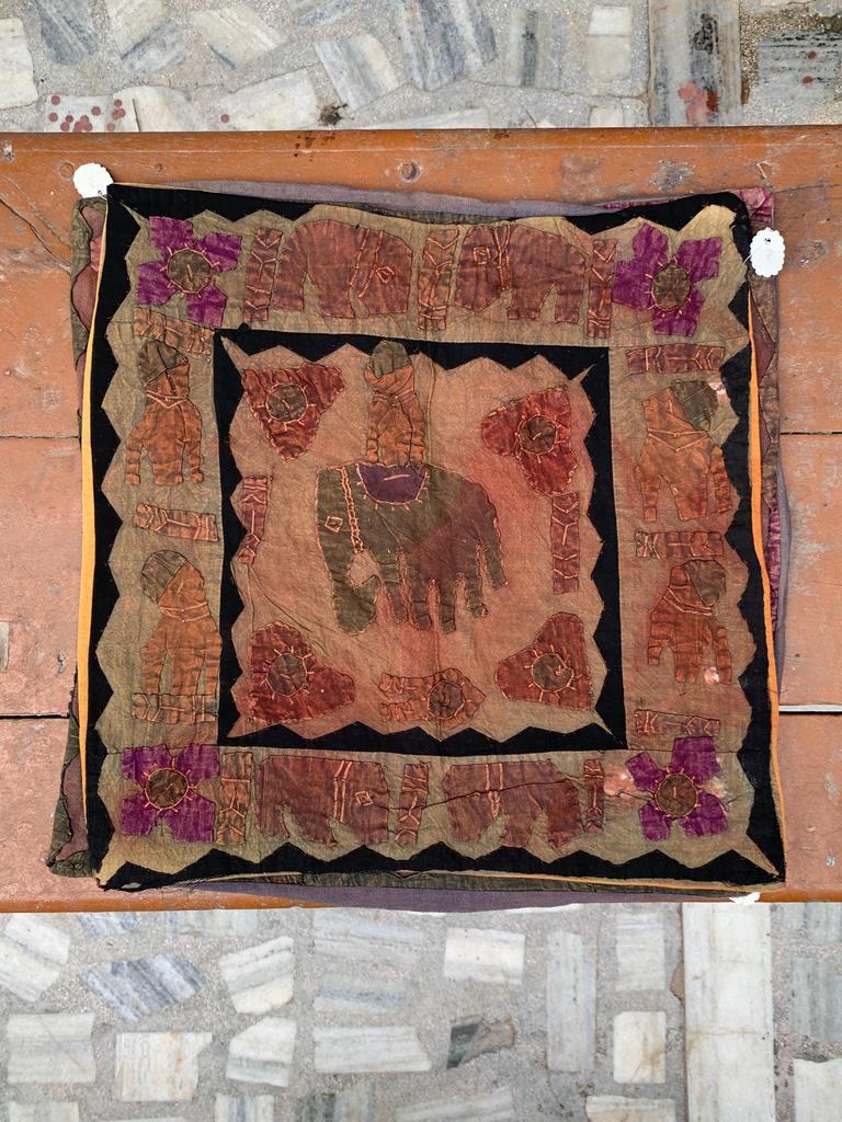 Hand Embroidered Cotton Pillow Cover: Bohemian Decorative Cushion 40