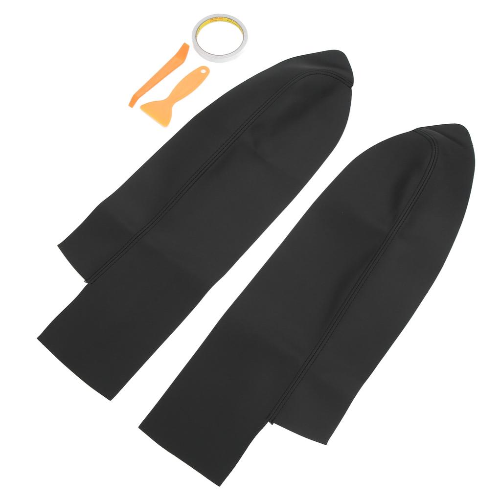 1 Pair Front Door Panel Armrest Cover Microfiber Leather Car Interior Accessories Replacement for CRV 2007‑2011Black