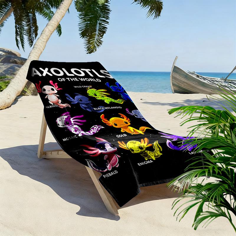 Colorful Cartoon Salamander 2D Flat Print Beach Towel, Large Soft Quick Dry Towel for Beach Camping SwimmingZSTJ0915167