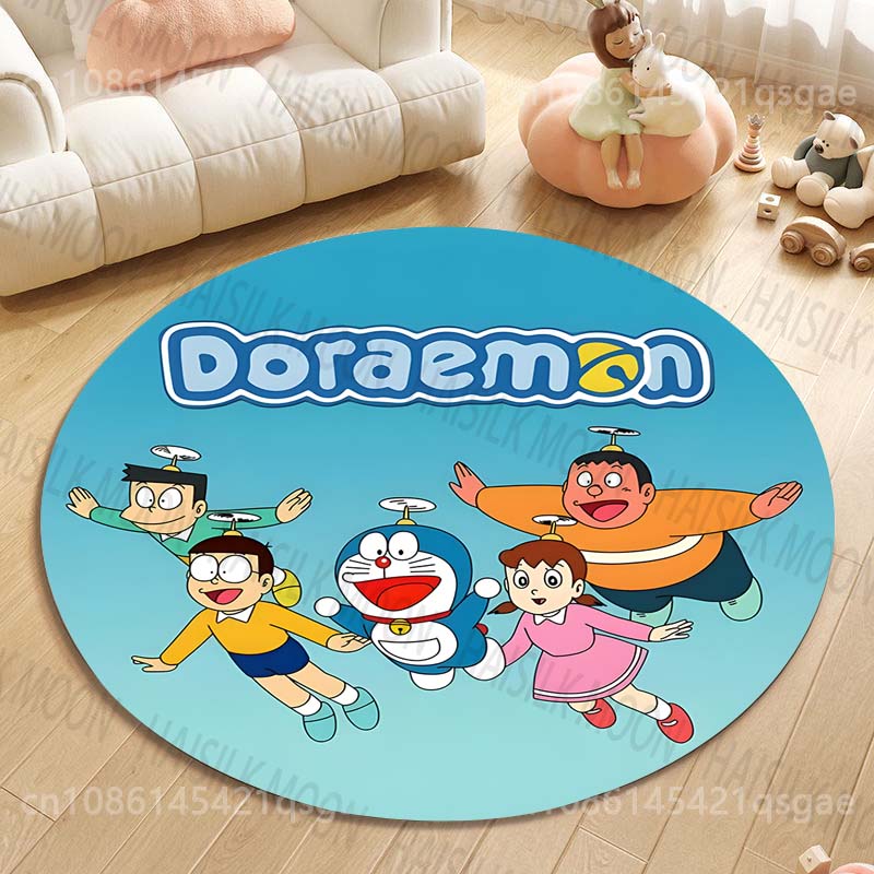 Multiple Styles Japan Cute Doraemon Print Round Rugs for Living Room Bedroom Floor Mats Kids Room Household Carpet Home Decor