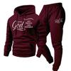 2026 New Style Cross Letter Print Hooded Sweatshirt & Long Pants Men's Y2K Set - European & American Hot Selling