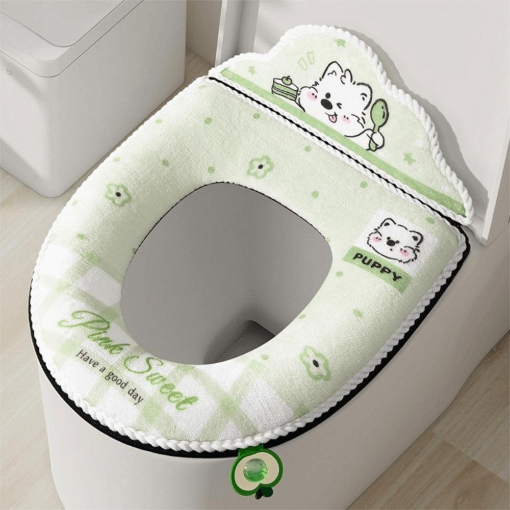 Zippered Plush Toilet Cushion With Backrest Toilet Seat Mat Toilet Seat Pad Winter Use