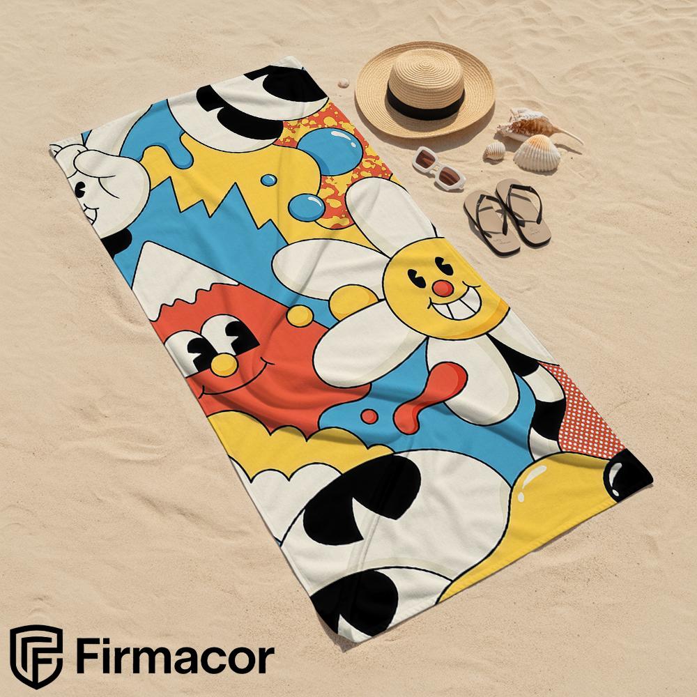 Cartoon Pop Flower Cartoon Anime Beach Towel Microfiber Quick Dry Super Absorbent Soft Bath Towel for Kids Adults Travel