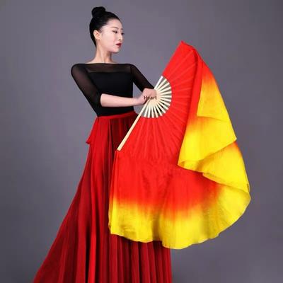 Colorful Chinese Short Bellydance Fan Hand Dye Adults Fan  Veil Pairs Yangko Dance Tools