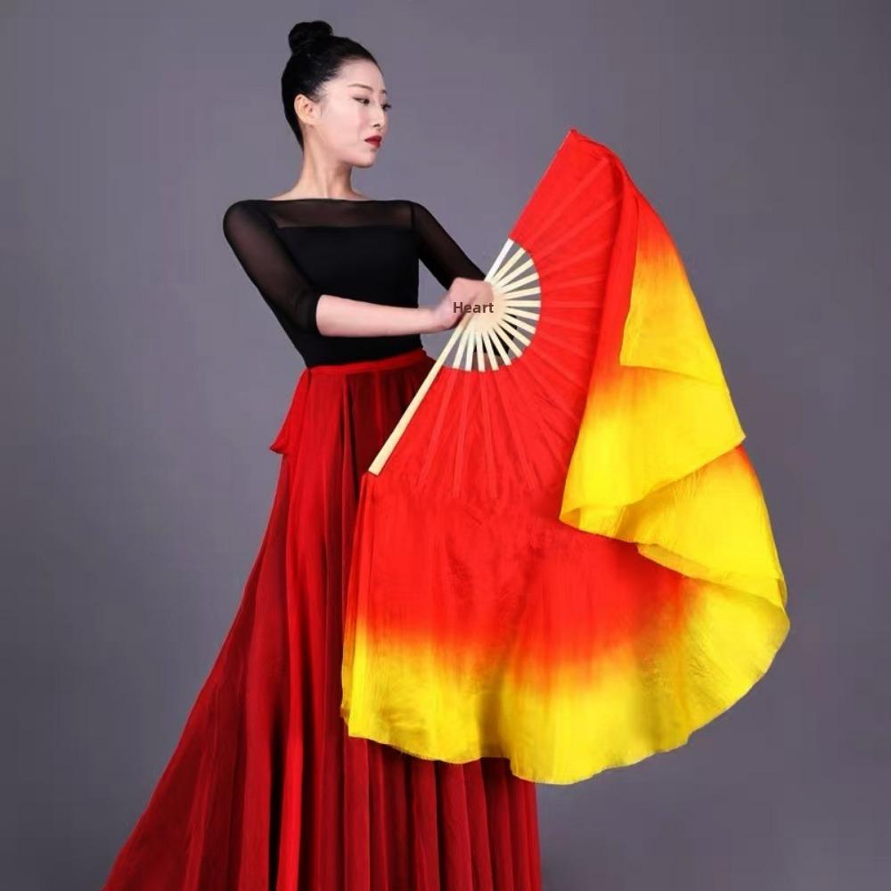 26/31cm Bamboo Chinese Short Bellydance Fan Hand Dye Adults Fan  Veil Pairs Yangko Dance Tools