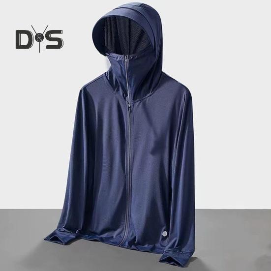 Sunscreen Clothing Jacket Men Women Hooded Long Sleeve Zipper Closure Ice Silk Outdoor UV Protection Coat