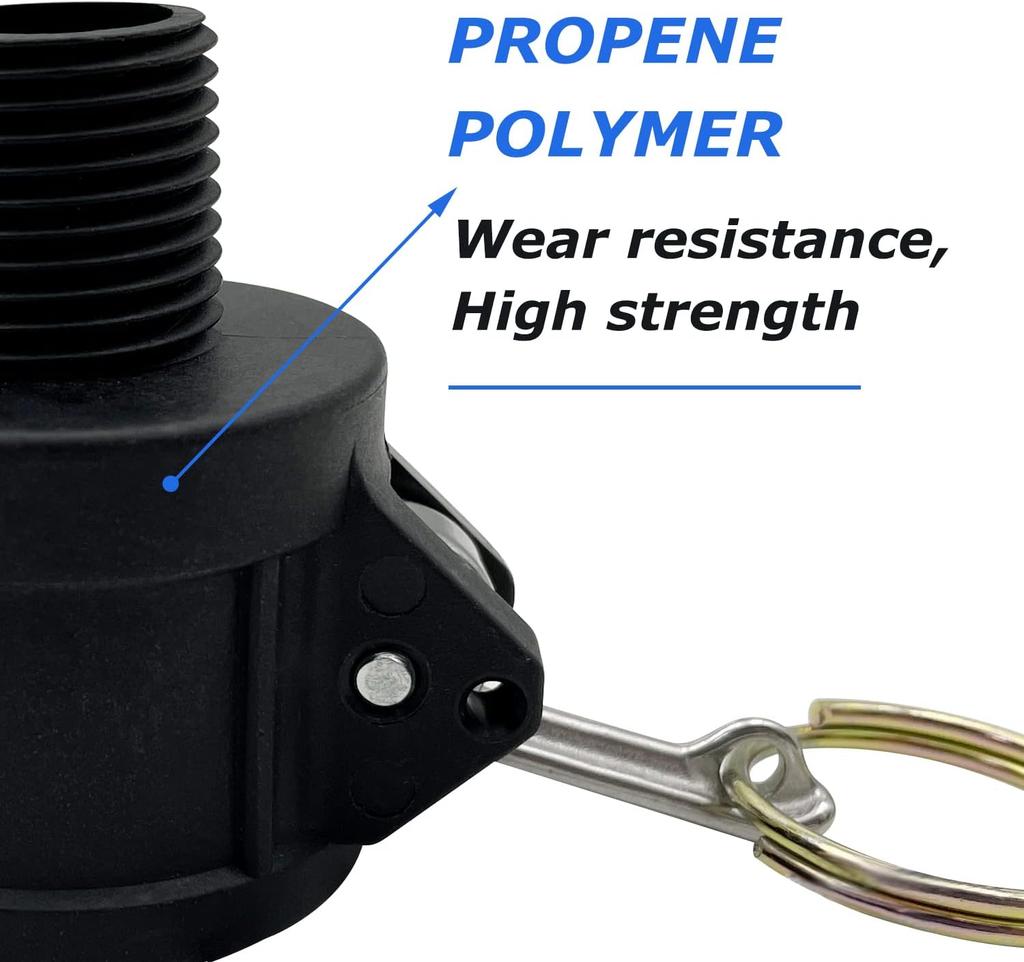 S60*6 IBC Tank Adapter PP Material Camlock Fitting, Type C, 64mm Female Camlock Coupler X 1" 1.5'' 2" Hose Shank