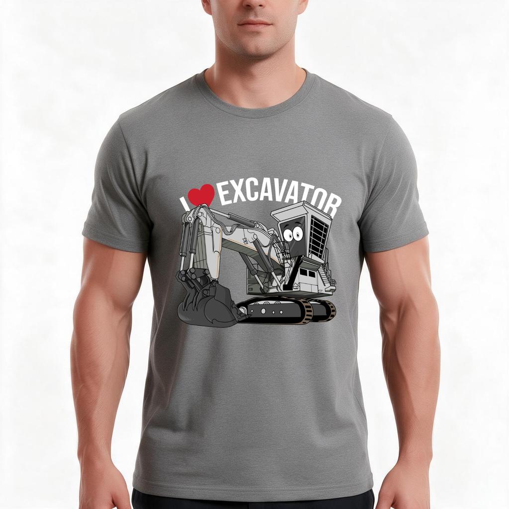 I Love Excavator Forever Tshirt Summer Casual Cotton Tee Oversized Streetwear Tops Vintage Graphic Print Unisex Unisex Unisex