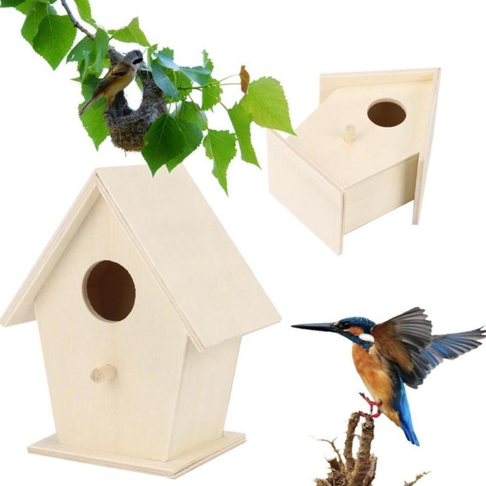 1/2PCS Hanging Wooden Bird House, Unpainted DIY Bird Feeder Houses Unfinished Birdhouse For Indoors Gardens(Single Layer No. 3)