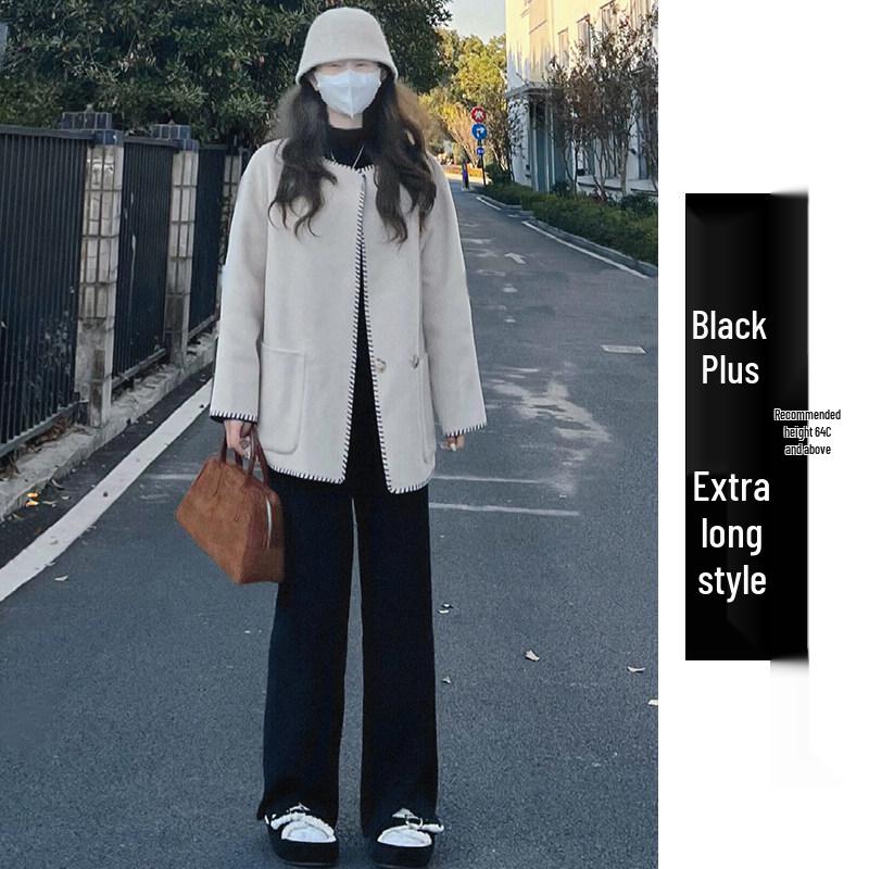 Women s Gray High-Waist Plus Velvet Wide-Leg Pants - Spring/Autumn 2026 Style, Loose Fit, Straight Leg, Perfect for Lazy Days S