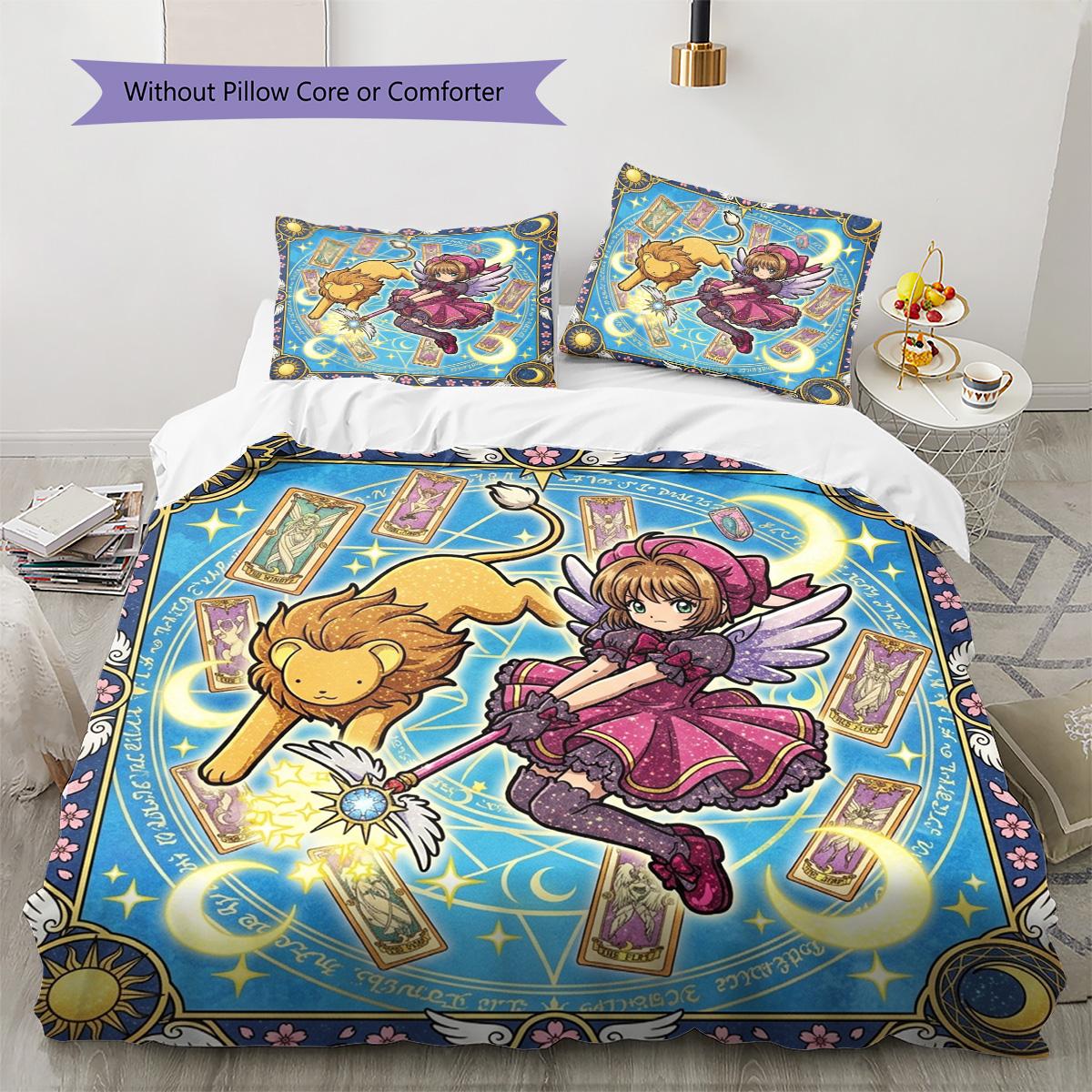 

Cardcaptor Sakura Pattern Bedding Quilt Set Quilt Cover Pillowcase Home Decoration Birthday Gift (1 * duvet cover + 2 * pillowcase, without core) 135x200cm