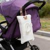 Vattert tørkepapirholder Bærbar våtserviettpose til baby Søtt dyremønster Reiseserviettetui Hengende bleieserviettveske for bil Barnevogn