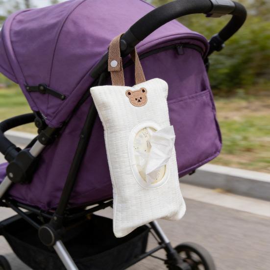 Vattert tørkepapirholder Bærbar våtserviettpose til baby Søtt dyremønster Reiseserviettetui Hengende bleieserviettveske for bil Barnevogn
