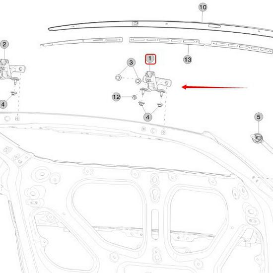 Kompatybilny zawias klapy bagażnika Tesla Model Y 1500494-00-C / 1500495-00-C