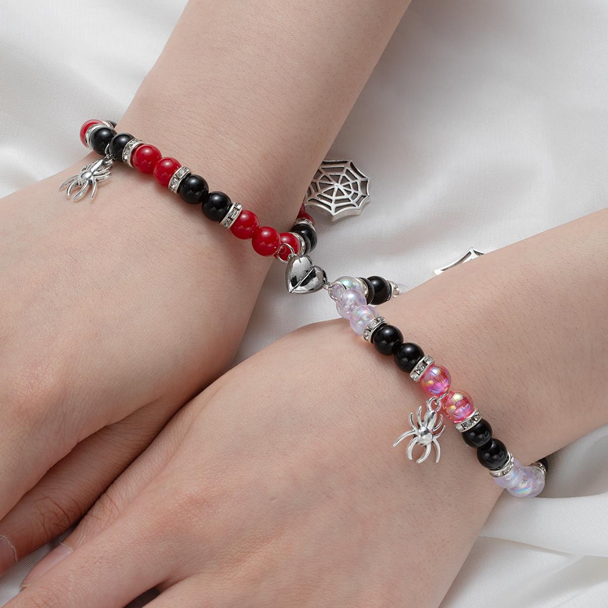 

Graduation Season Liumangxing Moon Spider Alloy Pendant Colorful Beaded Love Magnet Couple Handstring