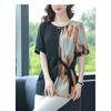Western-style Loose Short-sleeved Chiffon Shirt Middle-aged and Elderly Summer Round-neck Fashionable Small Shirt